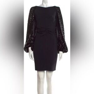 Chiara Boni Black Dress with Sequin Sleeves